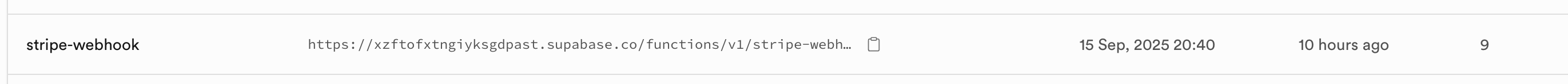 Stripe adding webhooks edge function