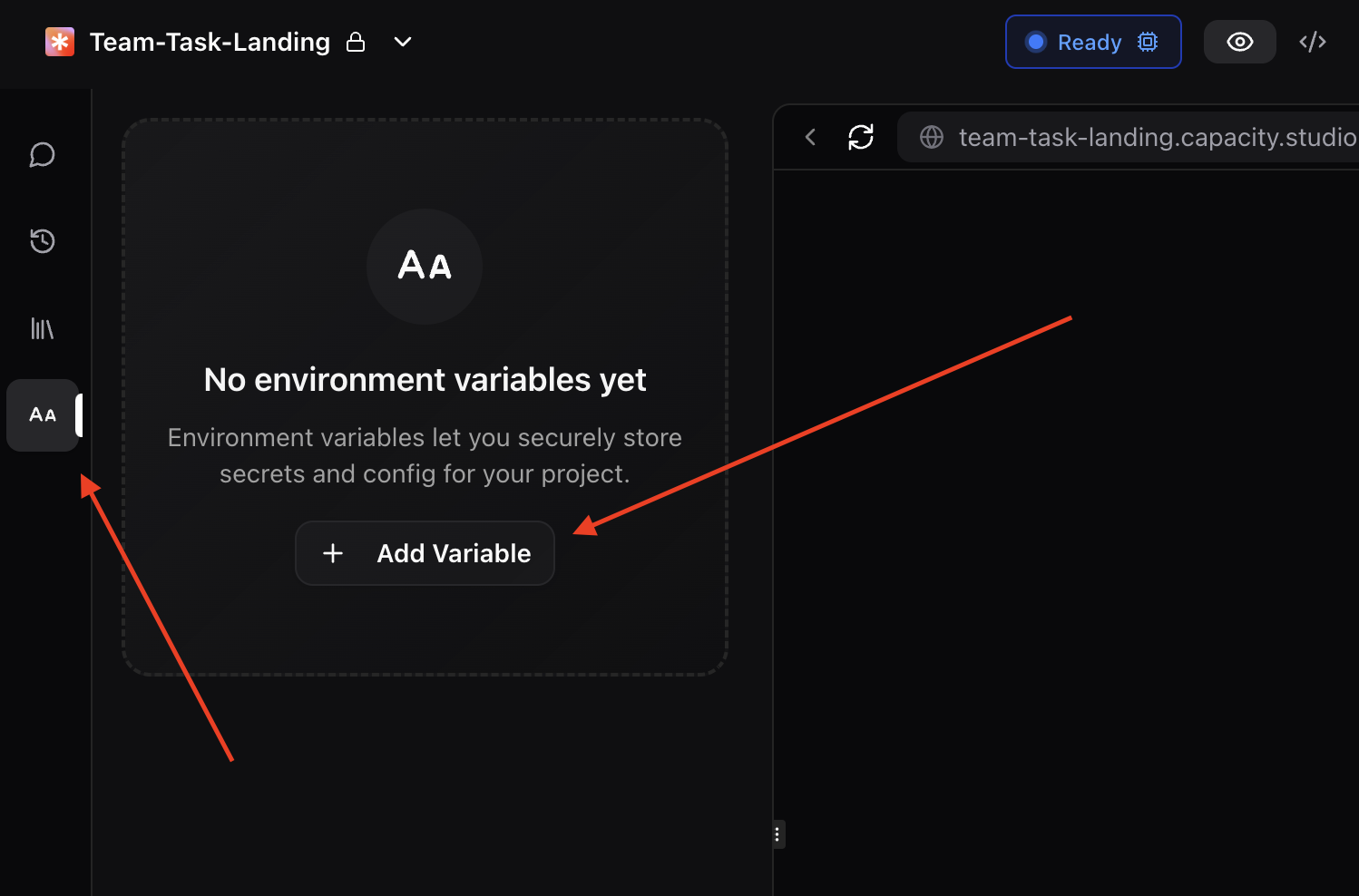 Environment Variables Panel