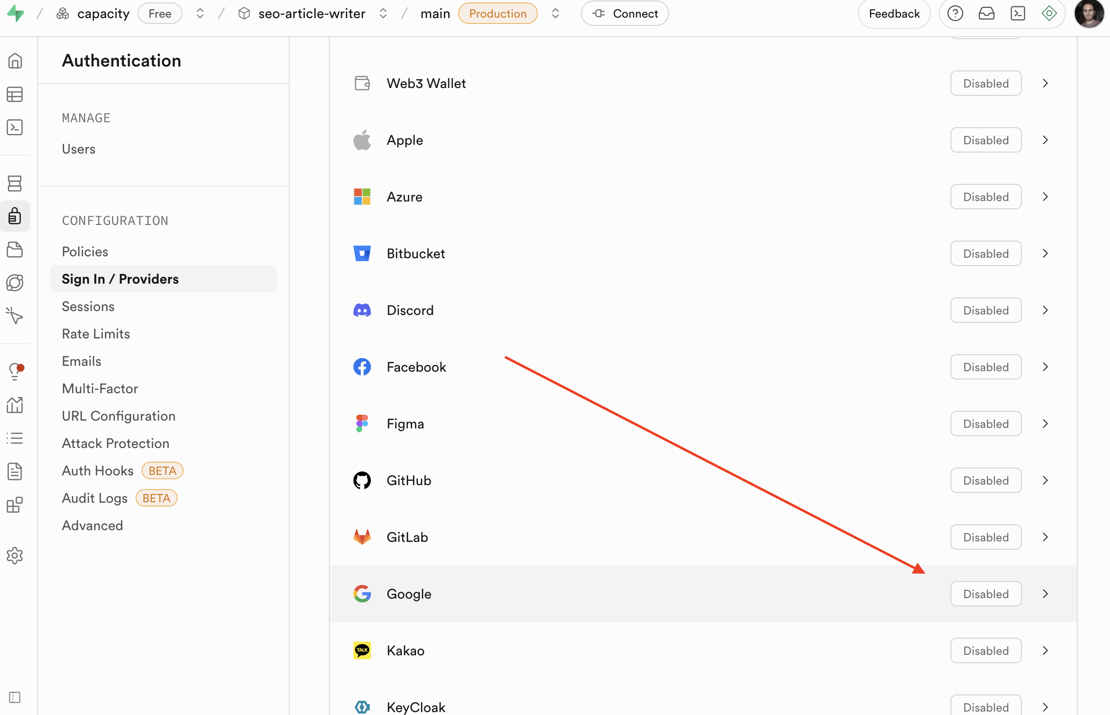 Supabase Google Auth Configuration