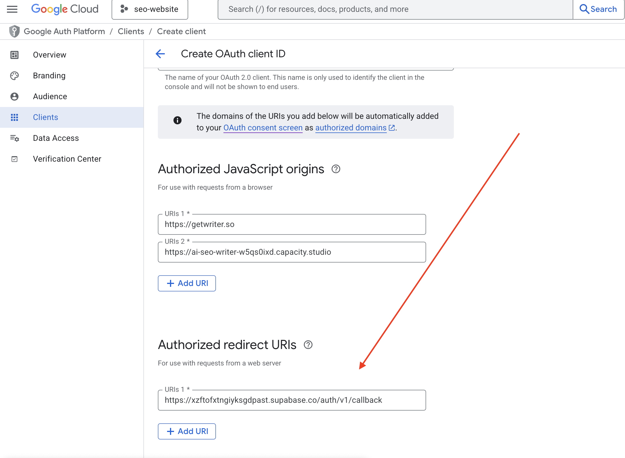 Supabase Google Auth Callback URL