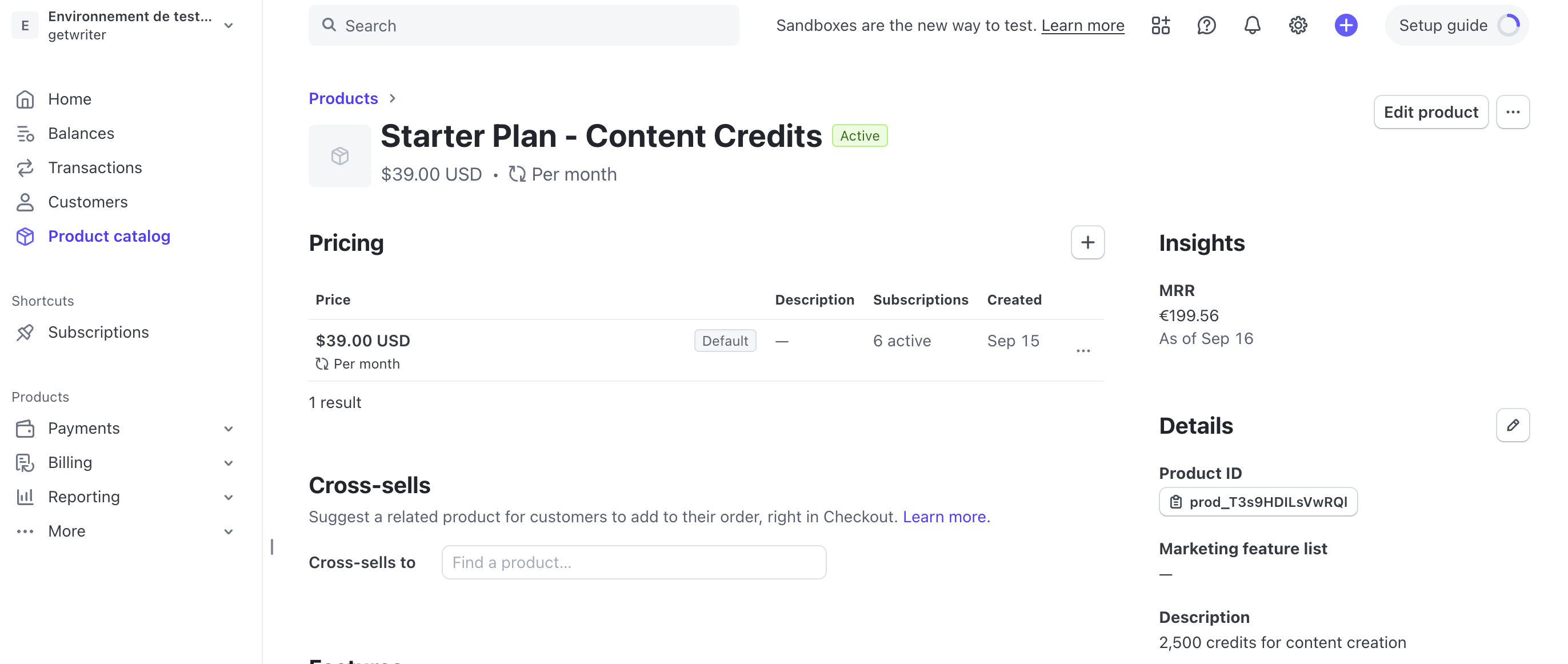 Stripe product page