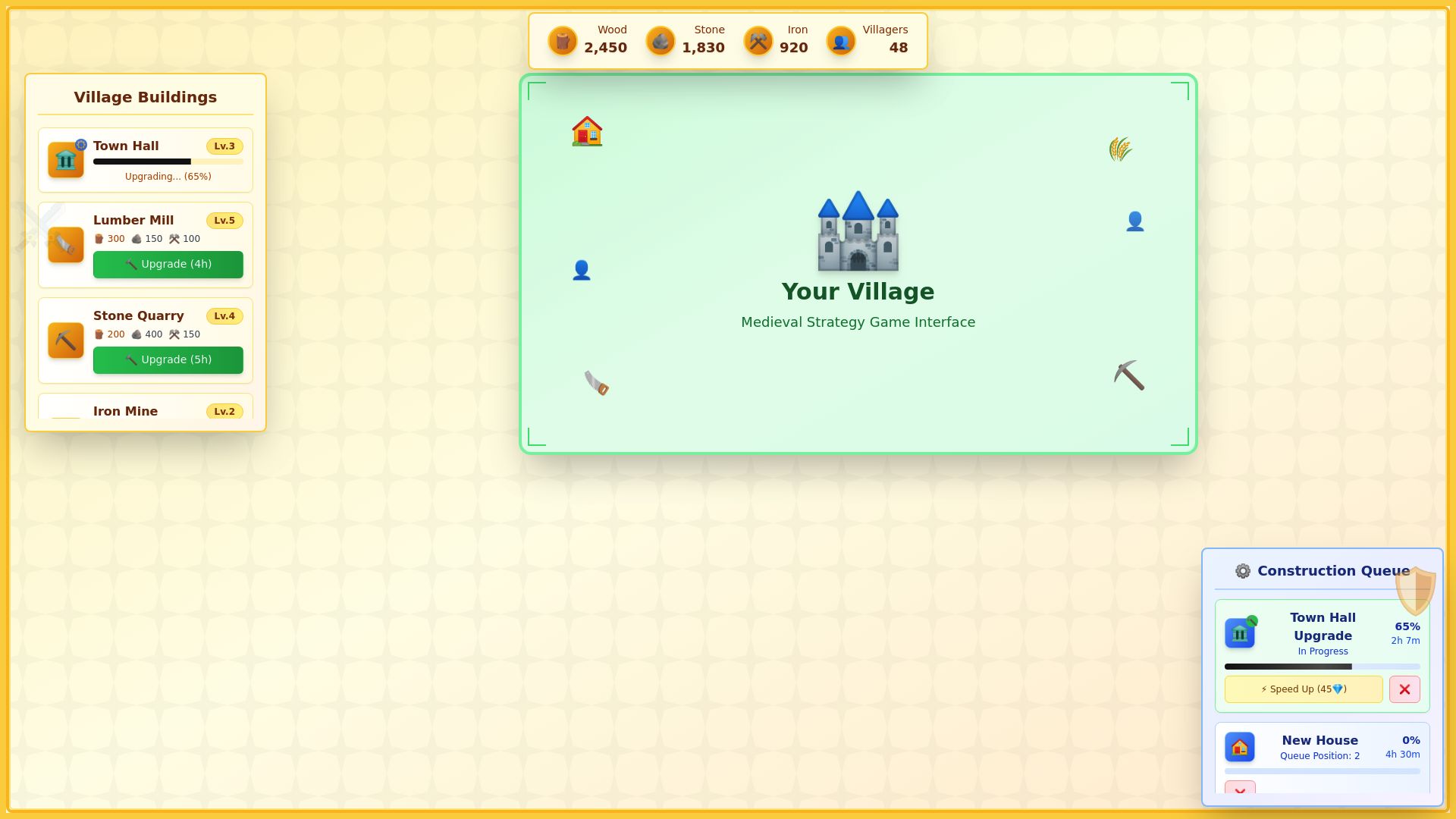 Medieval Village Interface — built with Capacity