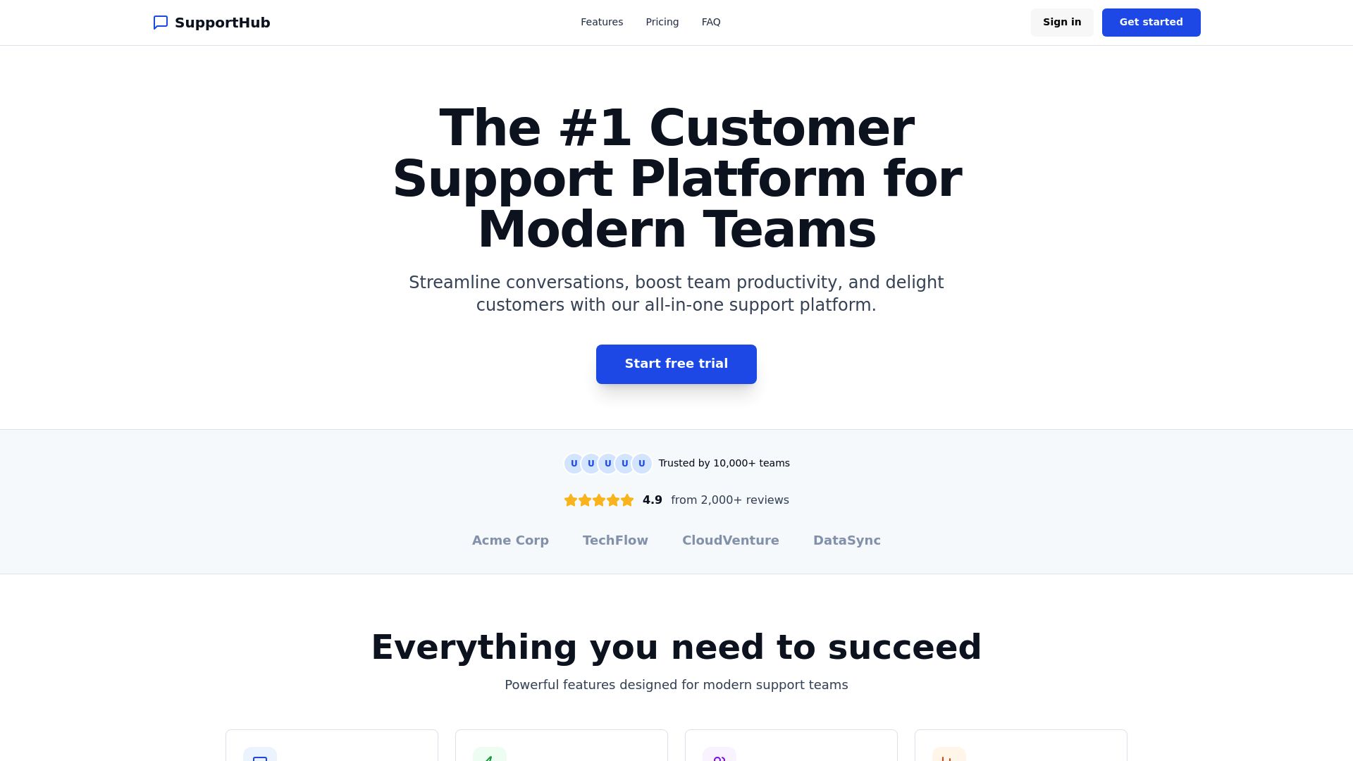 Modern Support Interface — built with Capacity