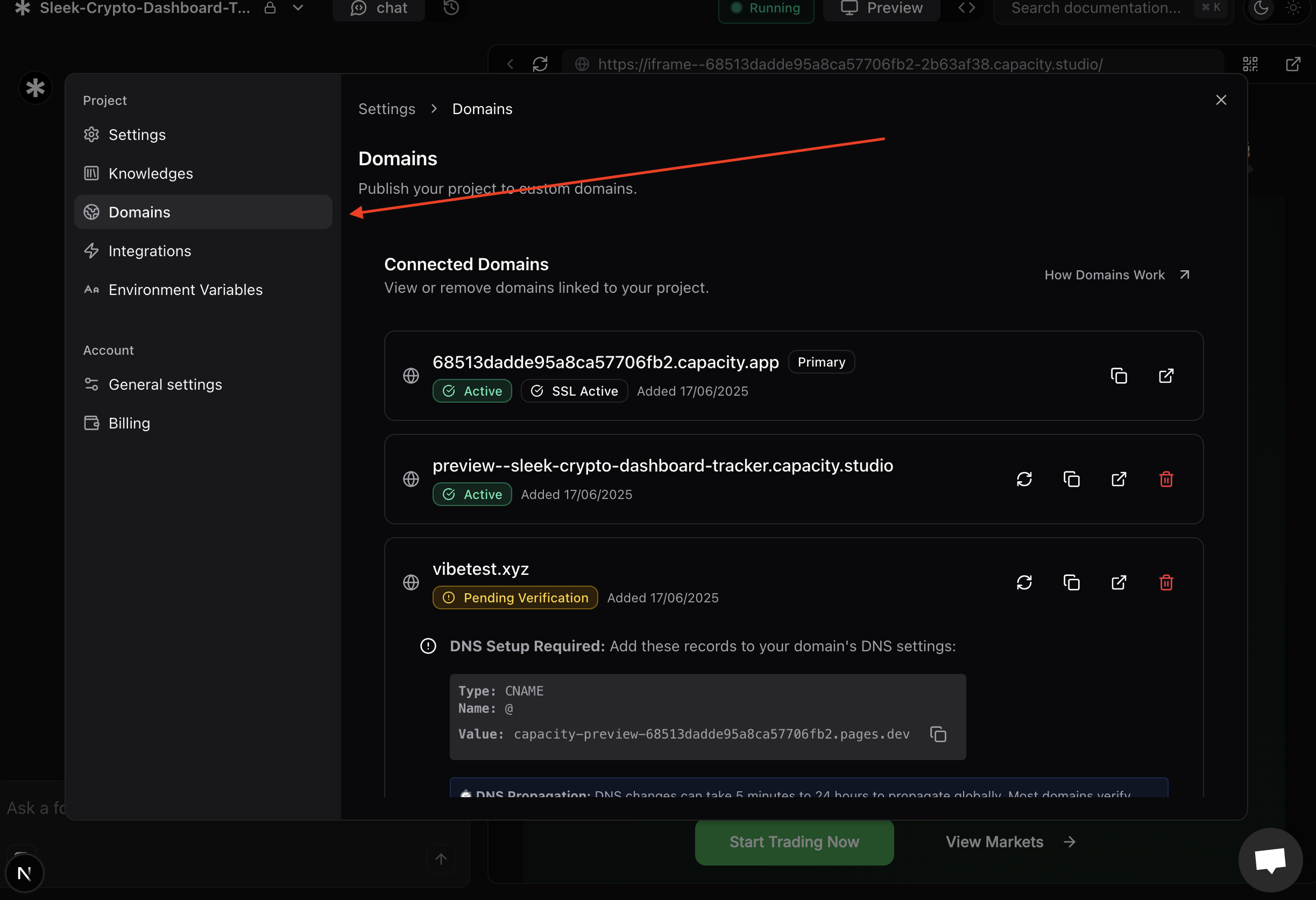 Capacity Custom Domains